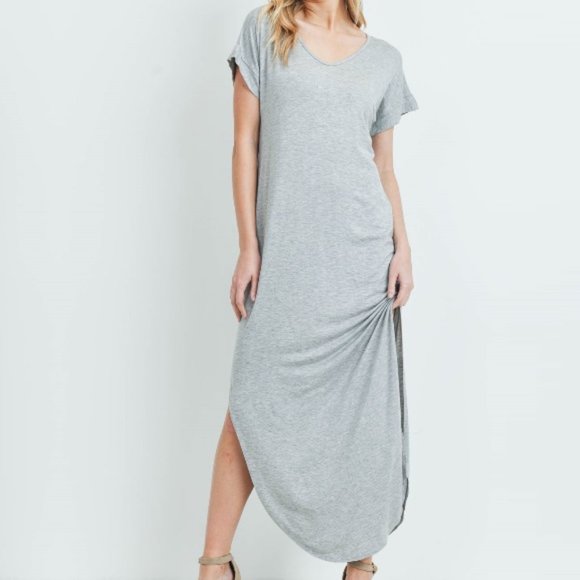 Casual T-Shirt Maxi Dress Gray - Picture 2 of 8